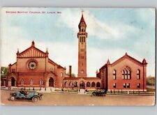 c1917 Second Baptist Church St Louis Missouri MO Old Car Postcard picture