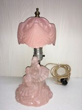 Vintage 1930s Pink Depression Glass Ballerina Lamp & Shade L E Smith picture