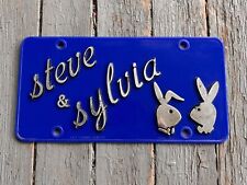 Vintage 80s “Steve & Sylvia” License Plate Novelty-Carnival-Blue Plastic-Playboy picture