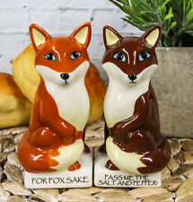 Ceramic Red Brown Foxes 'For Fox Sake Pass Me The Salt And Pepper' Shakers Set picture