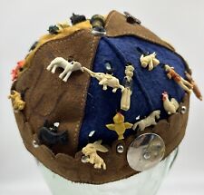 Vintage Leather Beanie with Charms, Cracker Jack? ca. 1930s, Child picture