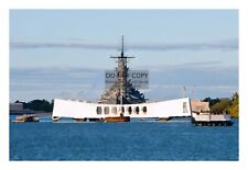 USS MISSOURI STANDING GUARD AT USS ARIZONA MEMORIAL PEARL HARBOR 4X6 PHOTO picture
