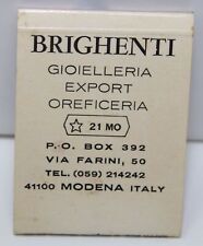 Vintage Matchbook Brighenti Gioielleria Export Oreficera Modena Italy Jewelry picture