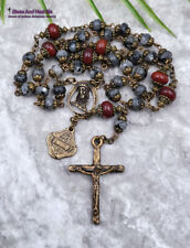 Seven Wounds of Christ Sacred Blood Relic Bronze Labradorite Red Jasper Chaplet picture