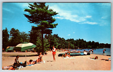 c1960s Bathing Beach Seboga Lake Park Maine Vintage Postcard picture