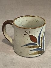 Vintage Otagiri Japan Speckled Stoneware Coffee Mug Cup Stylized Floral Design picture