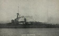 British Royal Navy HMS Colossus Battleship RPPC c.1910s WWI picture