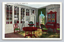Washington's Library Mt. Vernon VA Tichnor White Border Unposted Postcard picture