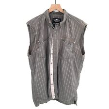 Harley-Davidson Genuine Motor Clothes button up cut sleeves shirt gray stripe L picture