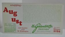 1928 The Goldwater Printers Co. Cardboard Calendar For August - Scrapping Story  picture