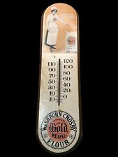 Washburn Crosby Gold Medal Flour Rustic Vintage Wood Thermometer 18 Inches Long. picture