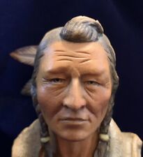 Vintage ANRI Italy Carved Wood Edward Rohn Native American Indian Brave Figurine picture