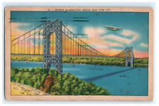 1945 George Washington Bridge New York City Early Posted Linen View picture