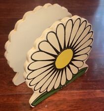 Vintage Painted Mid Century Retro Daisy Flower Wooden Napkin Holder picture