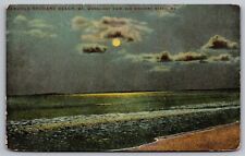 Old Orchard Beach Maine Moonlight Night View Oceanfront Shoreline VNG Postcard picture