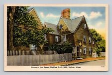 Postcard House of Seven Gables Salem Massachusetts MA, Vintage Linen O2 picture