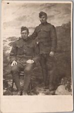 1910s European Photo RPPC Postcard Affectionate, Attractive Soldiers in Uniform picture
