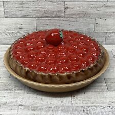 Vintage Strawberry Pie Plate And Cover Pie Keeper Made In Portugal picture