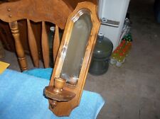 Vintage Farmhouse Mirrored Dark Wood Candle Sconce picture