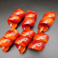 Set of 6 Mid Century Napkin Rings Butterscotch Bakelite Twists Spiral picture