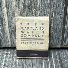  Vintage Maryland Match Company Baltimore MD Matchbook Advertisement picture