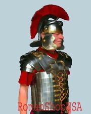 Medieval Centurion Helmet & Armor 18G Steel Roman Lorica Segmentata LARP Costume picture