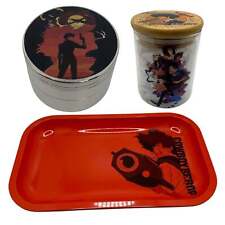 Cowboy Anime Herb Grinder, Stash Jar, Rolling Tray Set picture