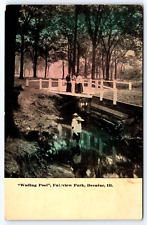 Original Old Vintage Antique Postcard Wading Pool Fairview Park Decatur Illinois picture