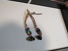 Vitg. Native American Style Pair Ankle ? Bracelets Trade Beads Bells on Leather picture