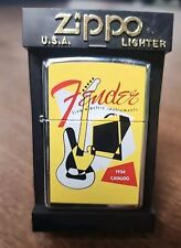 Zippo Fender Guitar Fine Electric Instruments 1954 Lighter Rare Vintage 2003 Vtg picture