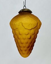 Vintage Midwest Kugel Frosted Glass Christmas Ornament Gold Amber Grape Cluster picture