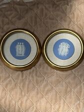 Wedgwood Plaques Of The 3 Graces & 3 Fairies on blue on white Round Plaques picture