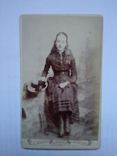 CDV Beautiful Young Lady Loose Hair Straw Hat Fashion by F Beales Boston picture