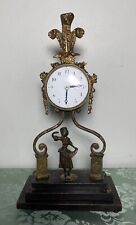 Antique Figural Maiden Clock Brass & Cast Iron 1869 Waltham Movement Read picture