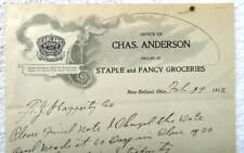 1912 LETTERHEAD CHAS ANDERSON GARLAND STOVES RANGES NEW HOLLAND OHIO #B7 picture