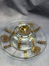 Vintage Georges Briard Gold Design Lidded Cheese Plate MCM Crowns picture
