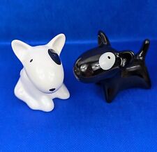 Bull Terrier Salt & Pepper Shakers Dog Puppy Black White Ceramic picture