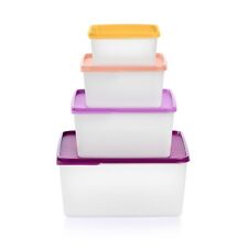 Tupperware Keep Tabs Nesting Stacking Square Storage Containers Set NEW picture