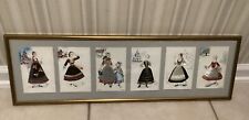 Vintage Embroidered Postcards, Six Scandinavian, Professionally Framed picture