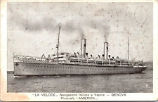 La Veloce Genoa Italian Liner Immigrant Ship Transatlantic RPPC Vtg Postcard picture