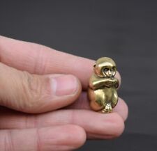 1 PC Small Solid Brass Monkey Figurines Brass Monkey Statue Desktop Ornaments picture