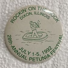 Vtg 1992 Dixon, IL (28th Annual) Petunia Festival Button Pin - Reagan Hometown picture