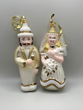 Vintage Blown Glass Bride and Groom Holiday Ornaments picture
