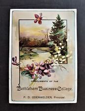1880 antique BETHLEHEM BUSINESS COLLEGE pa ODENWELDER principal victorian card picture