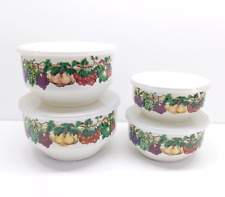 Tabletops Unlimited Vitroceramic Garden Fruit 4 Nesting Bowls w/Lids-See Photos. picture