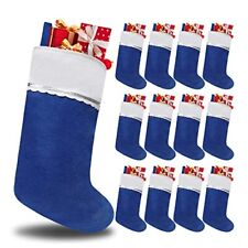 Tokforty 12 Pack Felt Christmas Stockings 19 Inches Blue and White Christmas ... picture