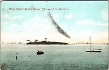Boston Harbor MA-Massachusetts, Apple Island, Boat at Sea, Vintage Postcard picture