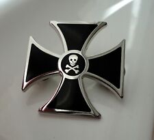 Enamel Maltese Cross Iron Cross Biker Pin Badge German Gothic Skull Cross Bones picture