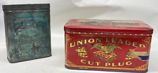 Lot of 2 Vintage Tobacco Tins Edgewoth, Union Leader Tobacco Cut Plug picture