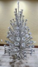 Vintage 7.5' Foot Aluminum Silver Pom Pom Christmas Tree 121 Branches Royal Pine picture